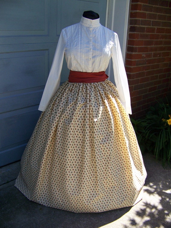 Colonial Skirt Victorian costume Long SKIRT and Sash one