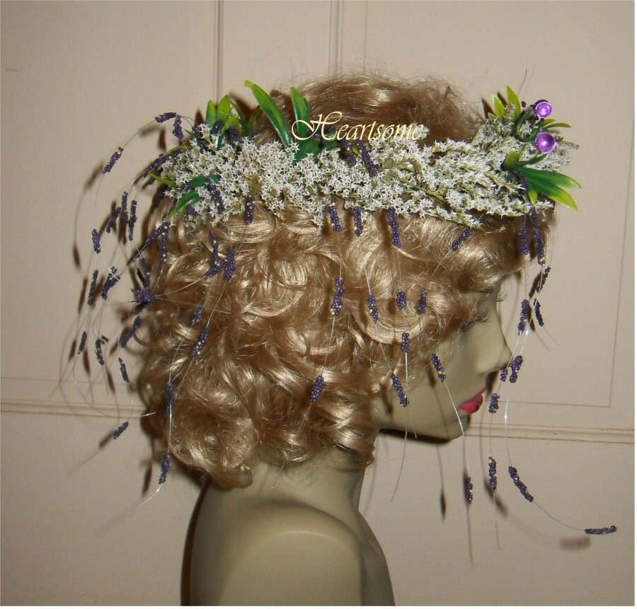 Renaissance Fairy Head Wreath crown natural dried flowers