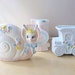 vintage baby planters - snail - choo choo train - trolley car pastel nursery baby shower