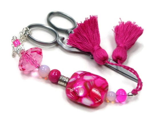 Scissor Fob Hot Pink Quilting Sewing Cross Stitch by TJBdesigns