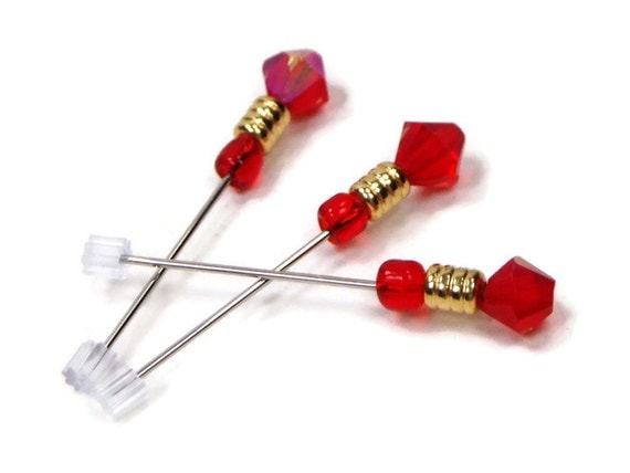 Counting Pins Marking Pins Red Gold Cross Stitch by TJBdesigns