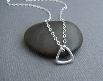 tiny silver triangle necklace. small silver geometric necklace. sterling silver. everyday necklace. zen jewelry. delicate pendant 3/8"