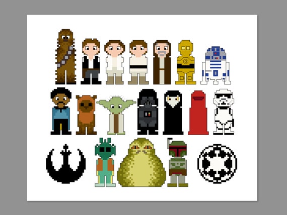 Star Wars Pixel People Character Cross Stitch PDF PATTERN ONLY