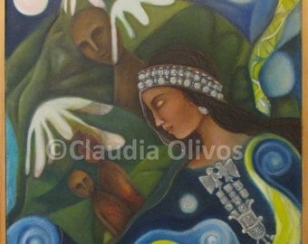 Shaman gift - Mapuche Shaman - Spiritual Gift - Mother Earth print - Native American Art - Shaman Healer - Inspirational gift - healer