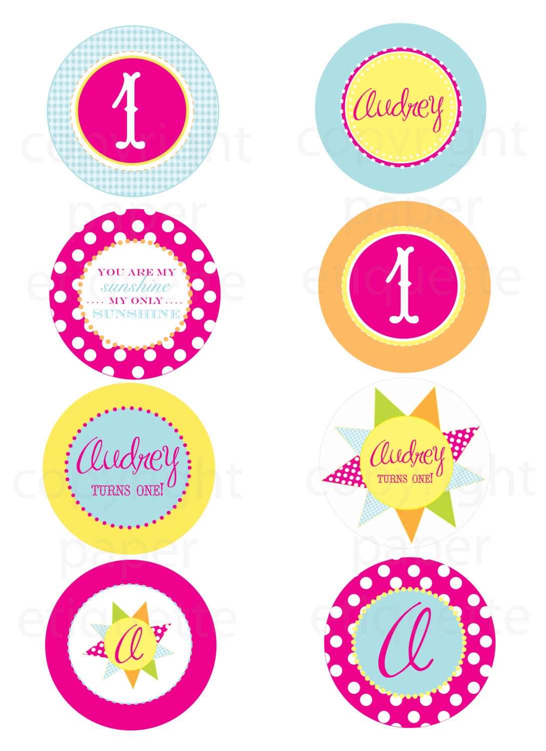 You Are My Sunshine Cupcake Topper Tags Or Stickers Print