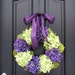 Hydrangea Wreath - Hydrangea Blooms for Spring and Summer, Purple Hydrangeas, Green Hydrangeas, Spring Blooms