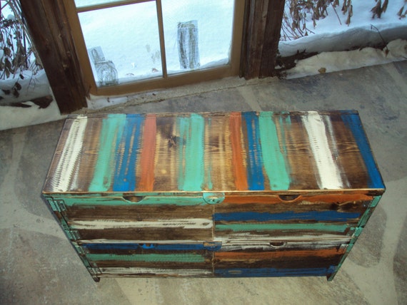 distressed toy chest
