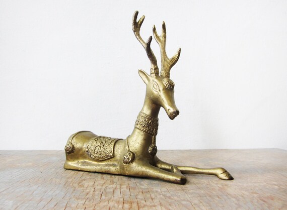 brass deer vintage brass deer figurine mid century decor