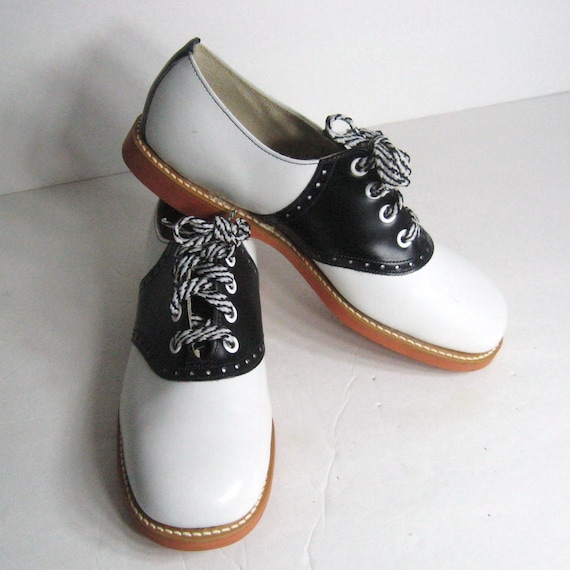 50s Vintage Saddle Oxford Shoes New Old Stock Black White