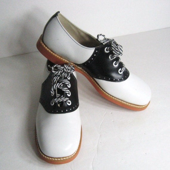 50s Vintage Saddle Oxford Shoes New Old Stock Black White