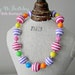 LAST ONE • Little Girls Bubblegum Chunky Style Beaded Necklace Stripes Pink White Lime Green Orange Canary Yellow Bright Aqua Blue Soft Pink