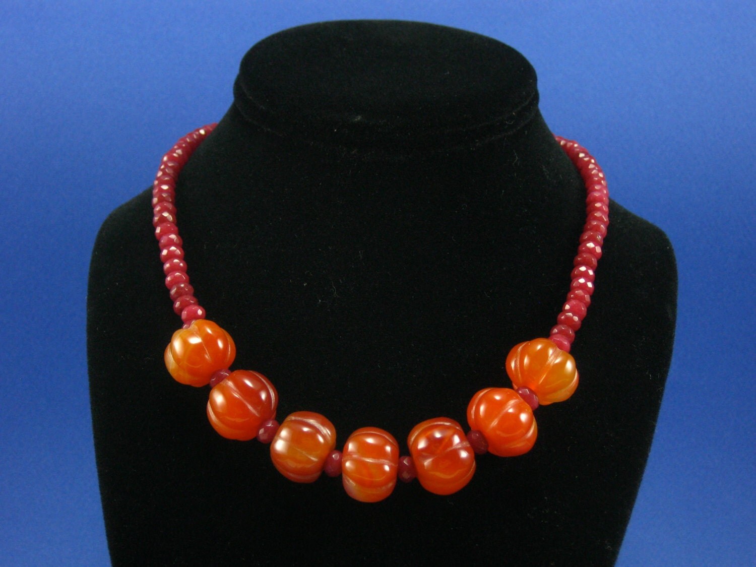 Carnelian and Ruby Jade Necklace by SculptedTree on Etsy