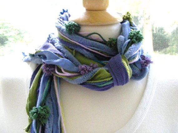 Extra Long Fuzzy Fiber Layered Scarf and Belt in by meiguidesigns