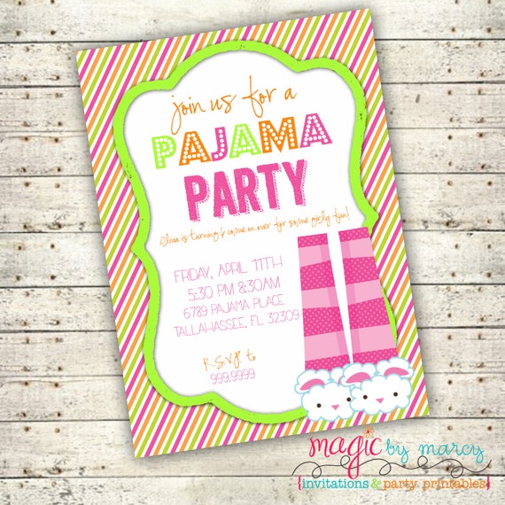 Items similar to Digital Custom Pajama Party Birthday Invitation on Etsy