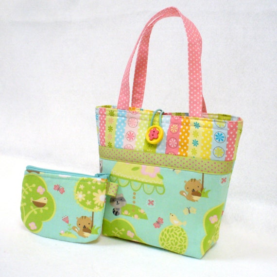 Cute Little Girls Purse Woodland Baby Animals Mini Tote Bag
