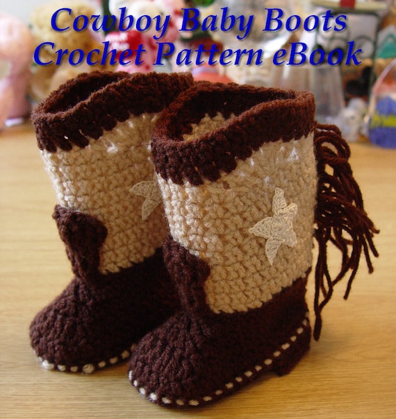 Items similar to Western Cowboy Baby Booties Boots Crochet Pattern PDF ...