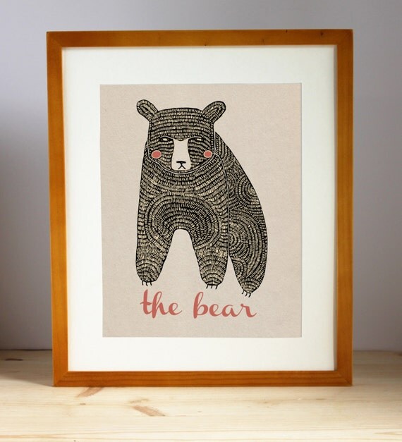 Bear Wall Art Bear Room Decor Forest Animal Print Childrens