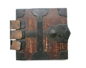 Japanese Vintage  Furniture Tansu Door Front Vintage Wood Hardware in Meiji Period Made of Japanese Cedar