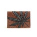 Cannabis Leaf Wallet / Card Case : Charcoal Grey Marijuana Leaf Silhouette on Brown Vegan Leather - "Half Baked"