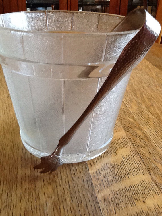 Glass Barrel Ice Bucket and Hammered by ContemporaryVintage