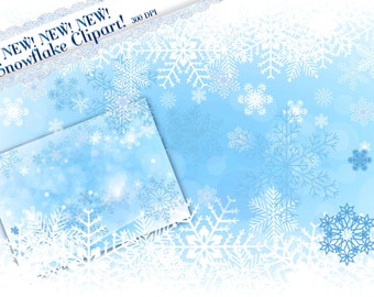 Snowflake Border Clipart, Falling Snowflake Clipart, Winter Clipart, Snow Clipart, Snowflake