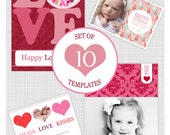 INSTANT DOWNLOAD. 10 PSD Valentine photo card templates. Mini Pack 26. Il_170x135