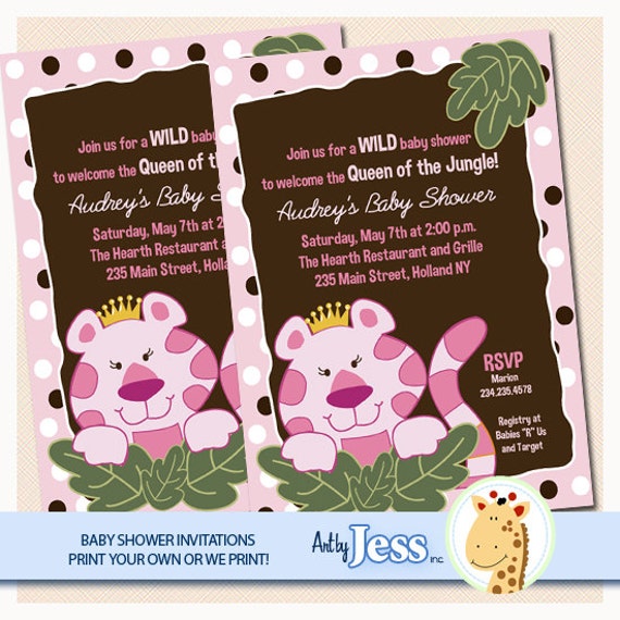 Queen Of The Jungle Baby Shower Invitations 8