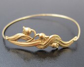 Lily Bracelet, Lily of the Valley Jewelry, Gold, Lily Bangle, Lily Jewelry, Flower Bangle Bracelet, Flower Bracelet, Lily Flower Jewelry