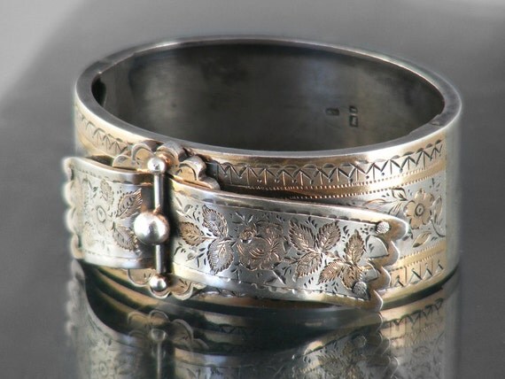 1834 Antique Sterling Silver Bracelet Hinged by ClosetGothic