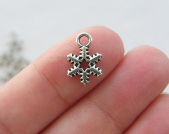 BULK 50 Snowflake Christmas charms antique silver tone SF27 - SALE 50% OFF