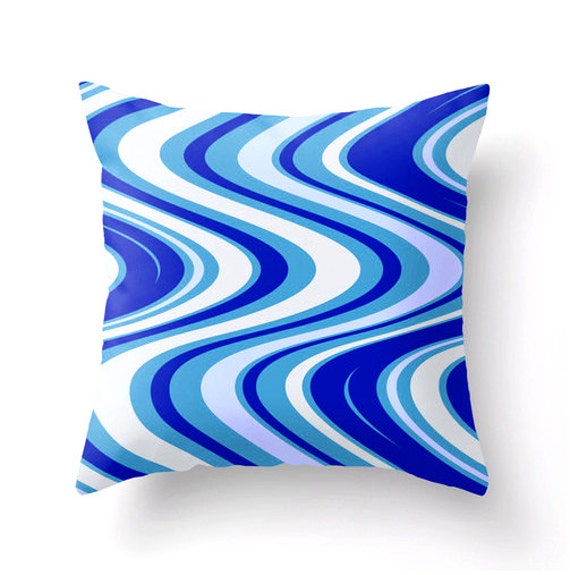 Items similar to Bold Blues decorative throw pillow, scatter cushion