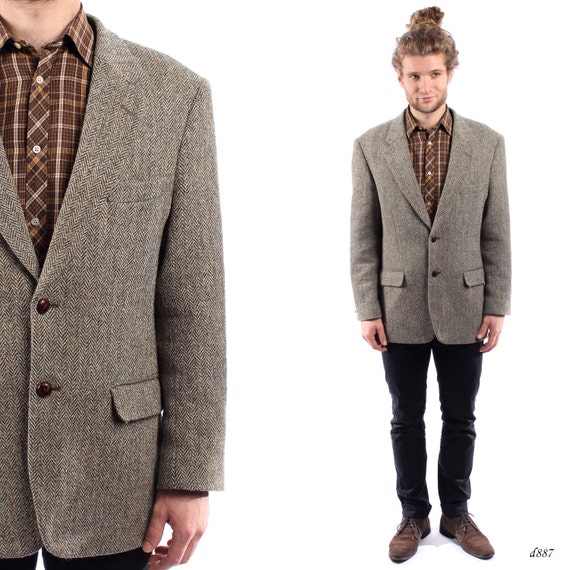 Vintage Tweed Blazer . Harris Tweed Mens Jacket . 70s Mens