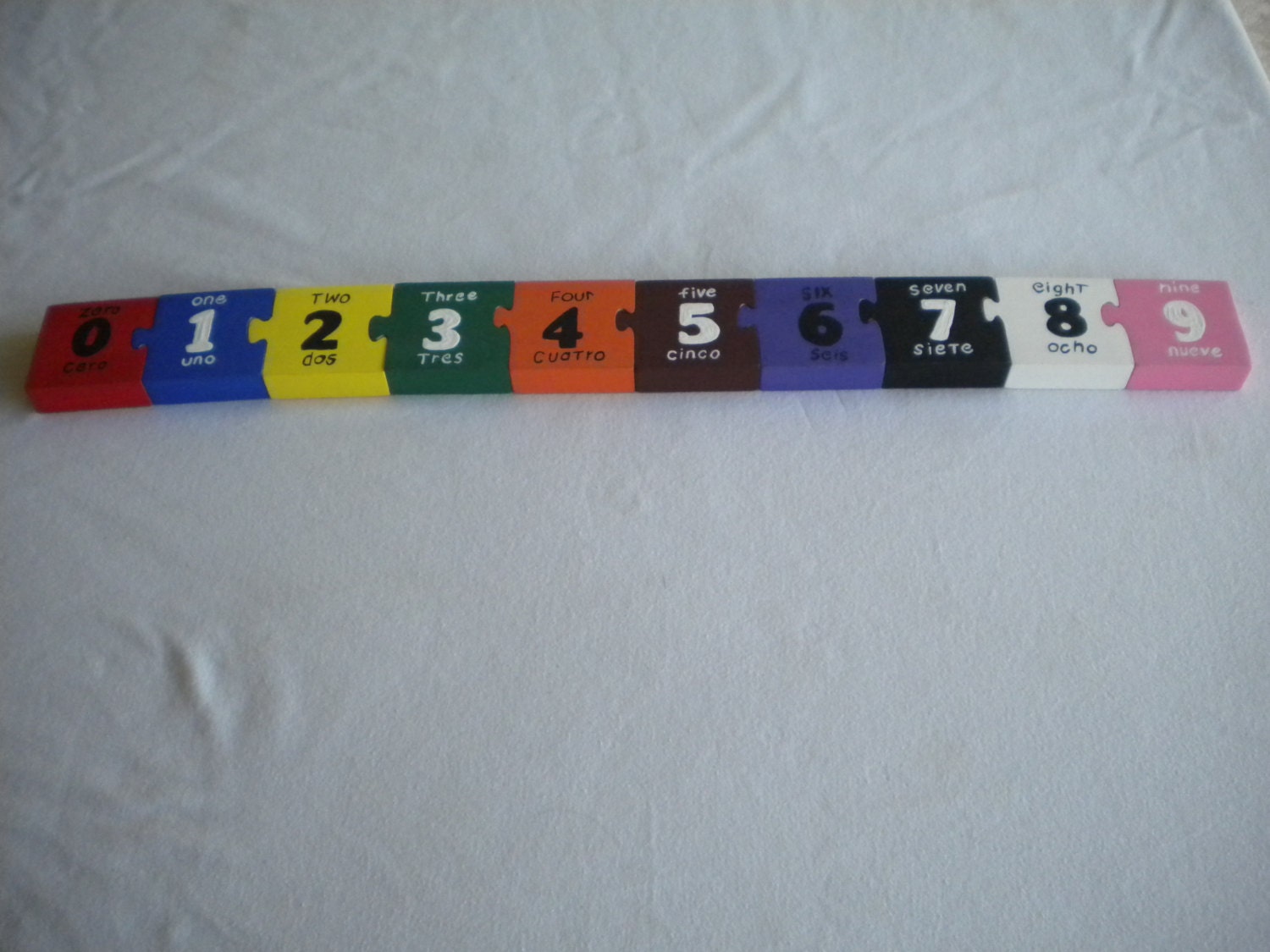 Number line puzzle wooden puzzle numbers 0-9 English and