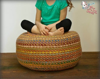 Crochet pattern, pouf pattern, crochet foot stool, crochet pouf, bean bag chair, newborn posing pillow, crochet stash buster, pillow