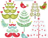 Winter Trees Cute Digital Clipart - Commercial Use OK - Christmas Tree Clipart, Winter Christmas Graphics Il_170x135