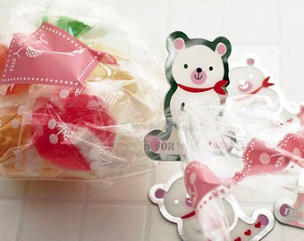 10 Clear Ties - Scarf Bear (1.7 x 1.8in)