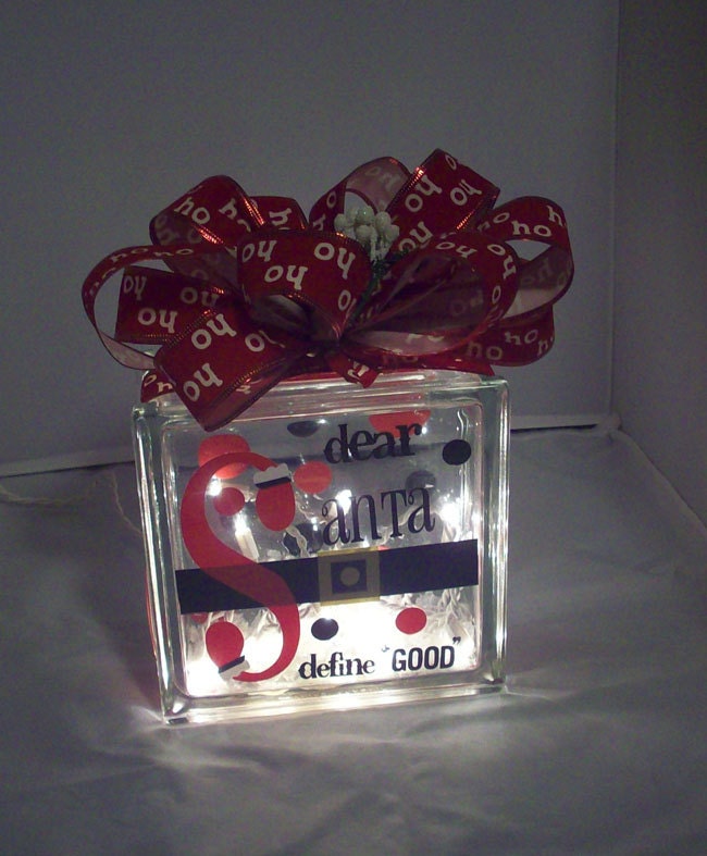 Christmas Decorated Lighted Glass Block by ScrapsationalHybrid