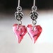 Pink Heart Earrings Swarovski Pink Crystal Heart Sterling Silver Rose Pink Blush Drop Earrings Valentines Day