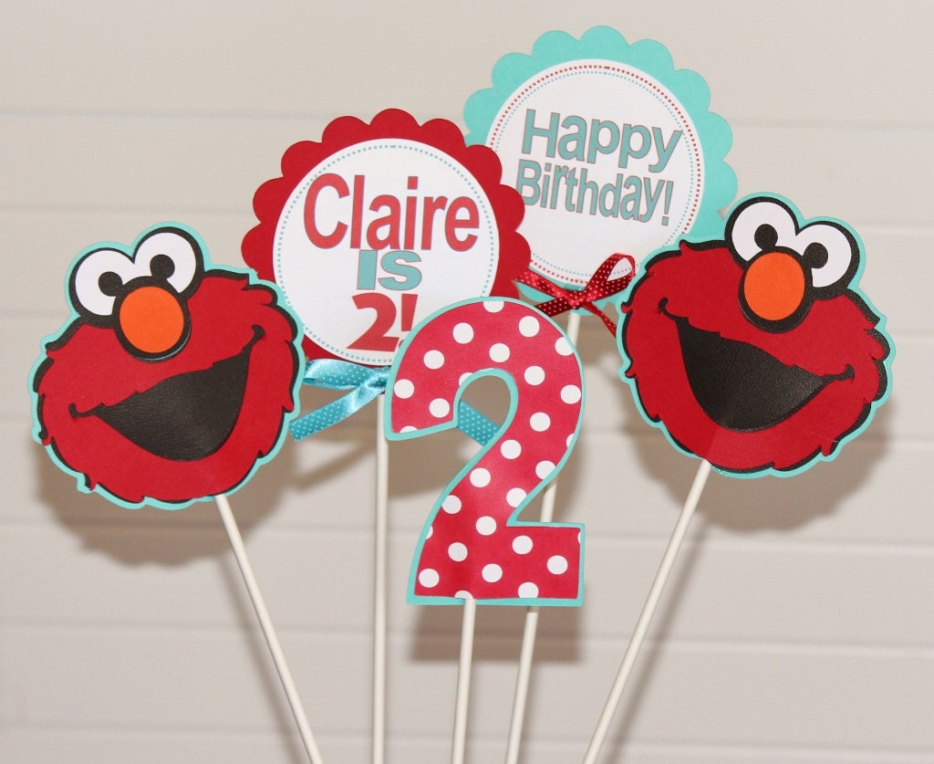 Elmo Birthday Centerpiece Decorations Turquoise Red