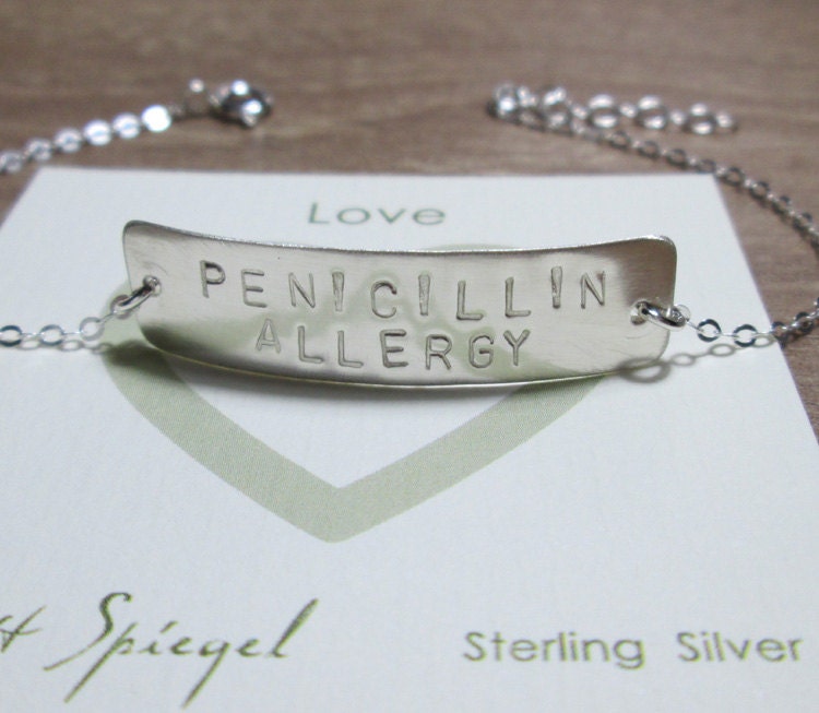 PENICILLIN ALLERGY Medical Bracelet Hand Stamped by NuritSpiegel