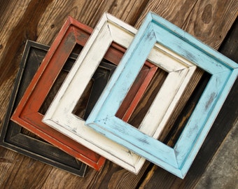 Farmhouse Distressed Frame, Rustic Picture Frame, Hand Painted, Stacked, Large Variety of Sizes Available, 4x6, 5x7, 8x10, 16x20, And More