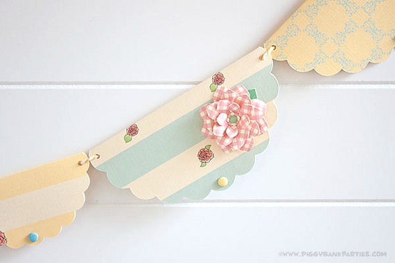 Rose Shabby Chic Garland : Vintage Birthday Decoration | Tea Party Decoration | Bridal Shower | Baby Shower | Rustic Wedding Decoration Il_570xn