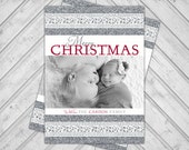 Printable christmas card photo cards custom - faux glitter holiday card - silver and red - Merry Christmas - DIY or printed (463) Il_170x135