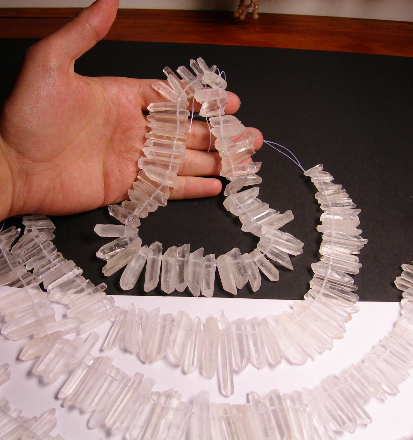 Quartz crystal points top drilled 60 pcs mix size full