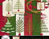 Christmas Clip Art Gift Wrap Digital Christmas Paper Gift Tags Christmas Cards Digital Scrapbook Kit Craft Supplies Elegant Christmas Tree Il_170x135
