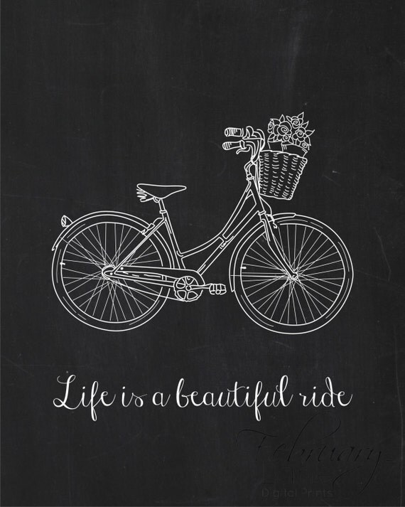 Life is a Beautiful Ride Vintage Bicycle Wall Art Printable