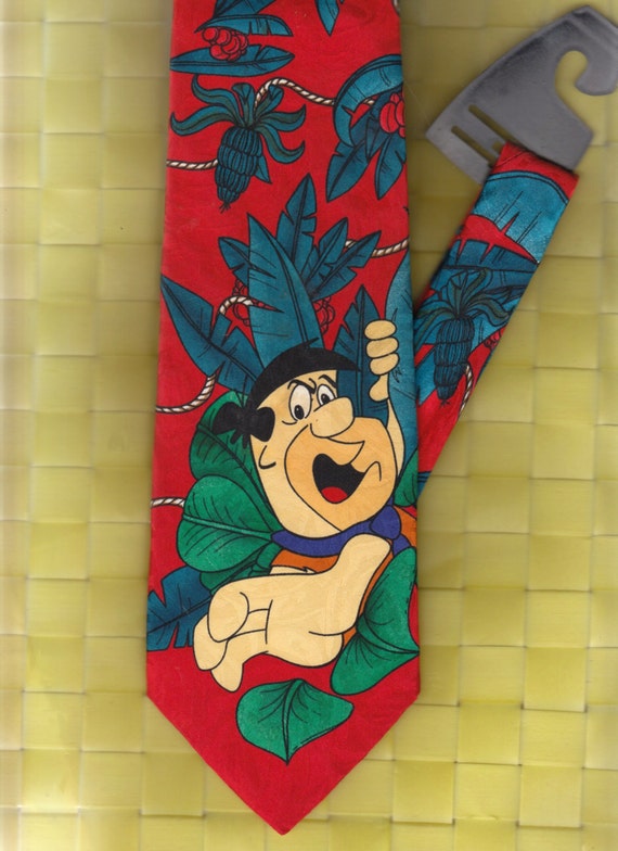 MEN'S NECK TIE Fred Flintstone Pattern HannaBarbera