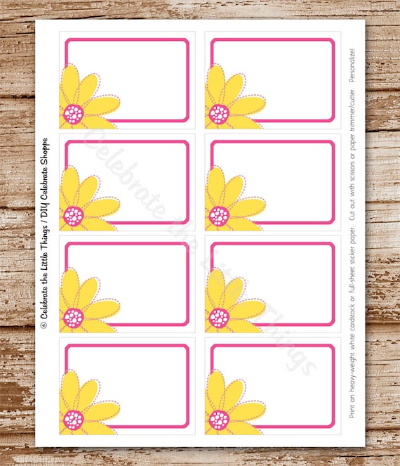 Flower Blank Labels Tags Floral Yellow by