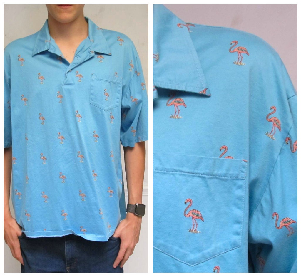 Ralph Lauren Pink Flamingo Men's Polo Shirt Bright Blue