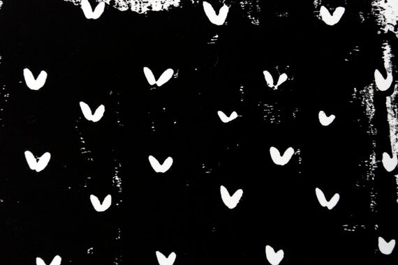 heart paper linocut original hearts black white by EeliArtStudio